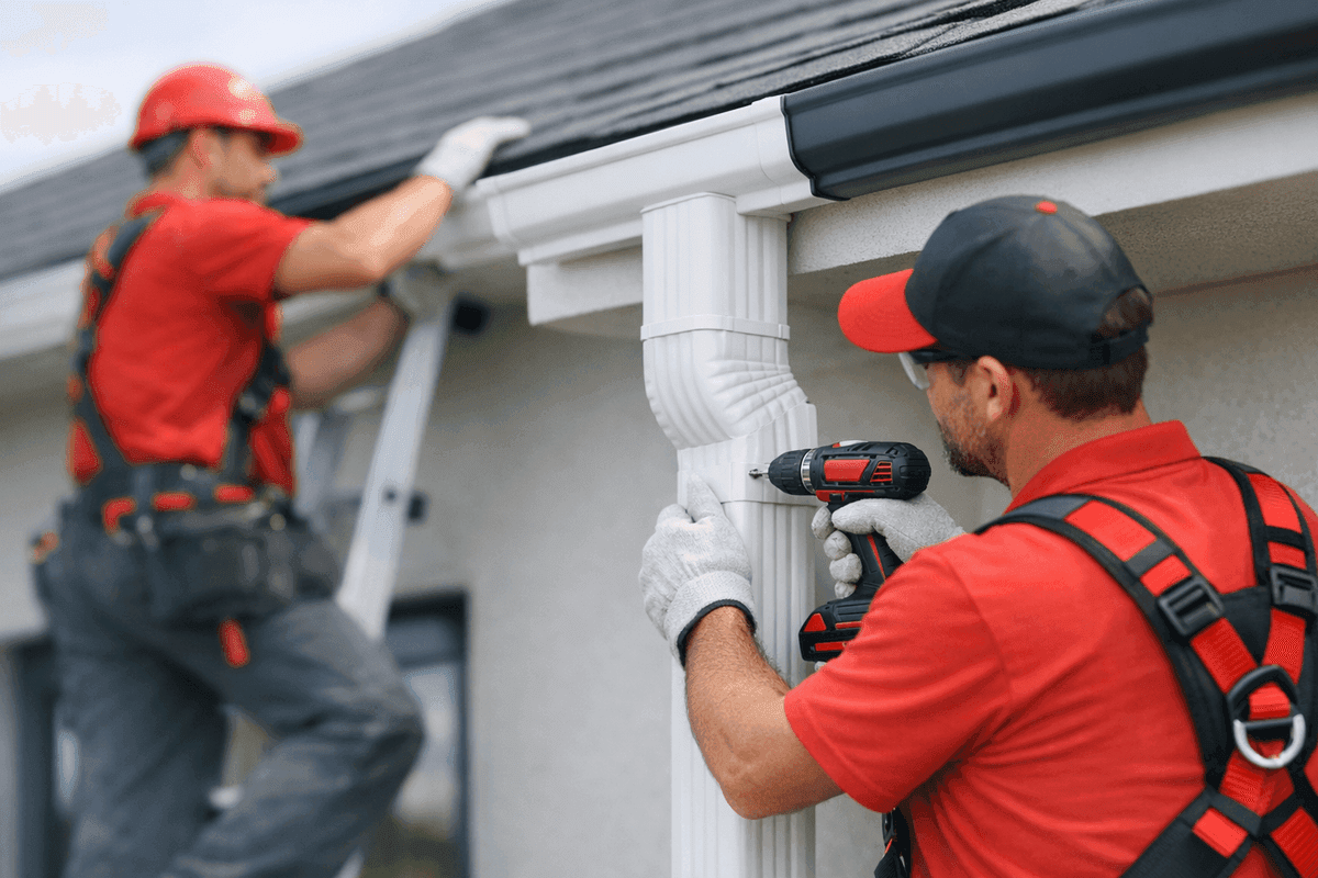 Downspout Installation service by Overhead Roofing