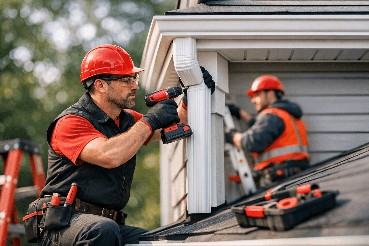 Downspout Repair service by Overhead Roofing